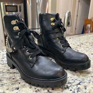 Rachel Zoe Millie Combat Boot Chain Accent Side Zipper Women's Size 6M